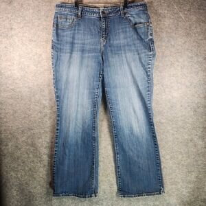 LEVIS‎ Womens 580 Boot Cut Jeans Blue Denim 18 Medium Wash Stretch Distressed
